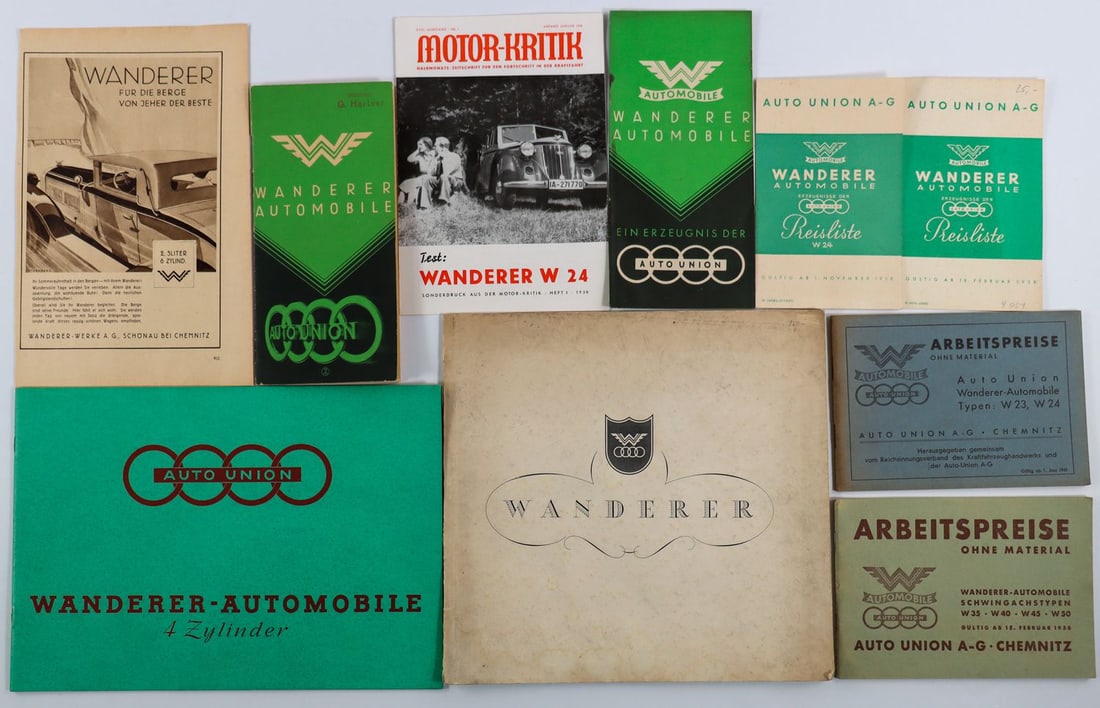 Wanderer 10 pieces from the 1930s: Brochures, price lists, labor rates, German