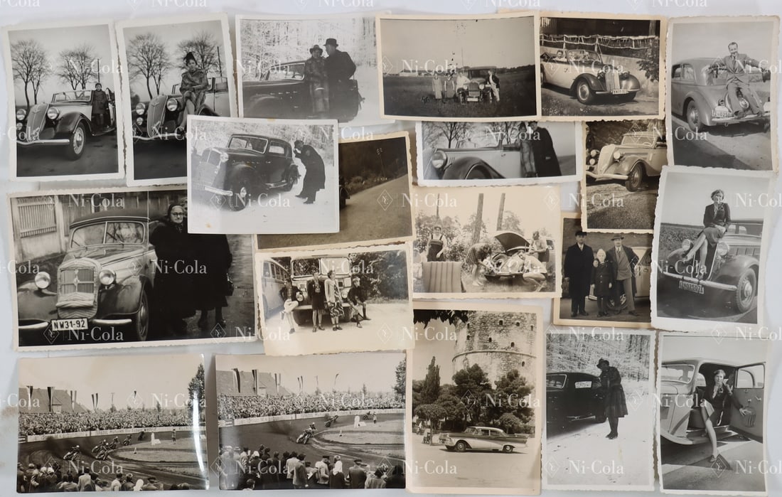 Automobilia 20 original B/W photos of automobiles from the: 6 x 9 cm to 9 x 13.7 cm