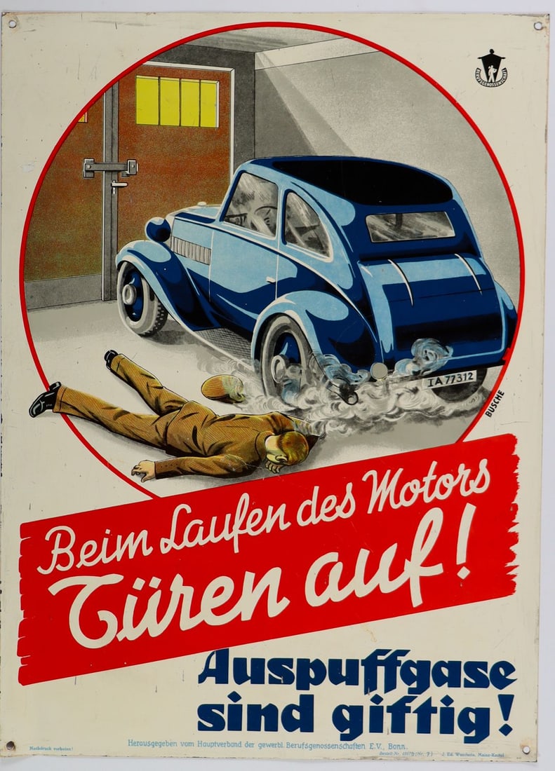 Automobilia Tin sign 'Beim laufen des Motors Türen auf!' fr (1 of 1)