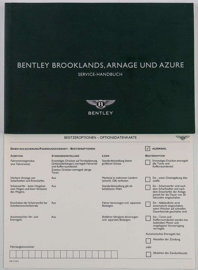 Bentley Service Manual 'Bentley Brooklands, Arnage und Azur (1 of 1)