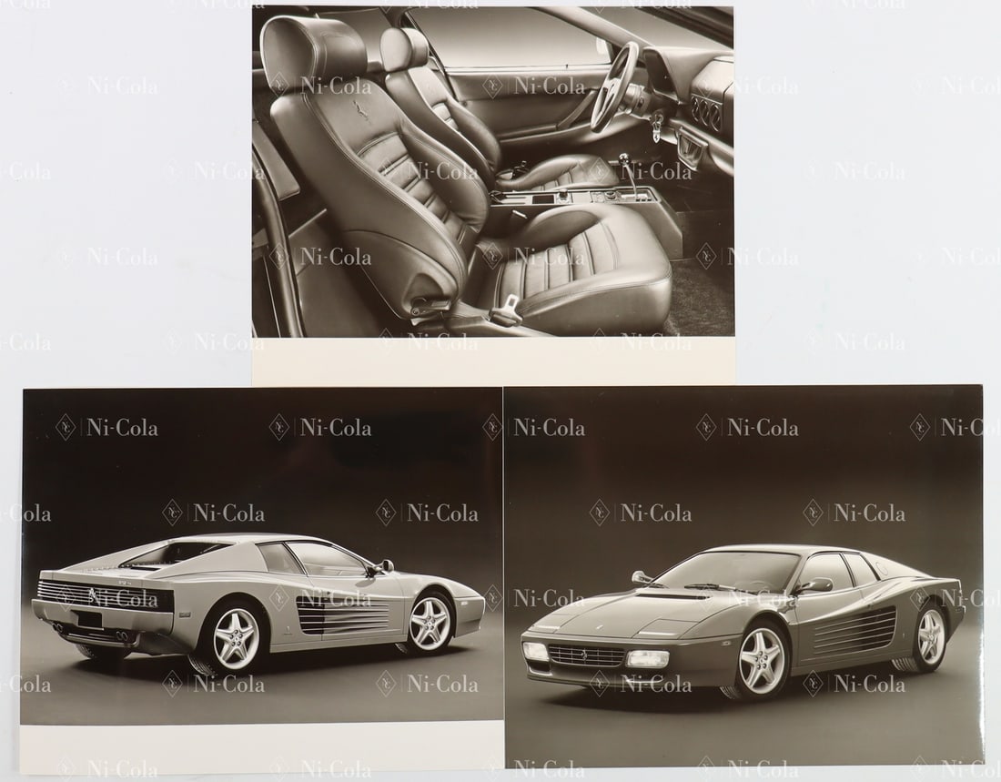 Ferrari 3 original B/W press photos Typ 512 TR: 18.5 x 23.7 cm