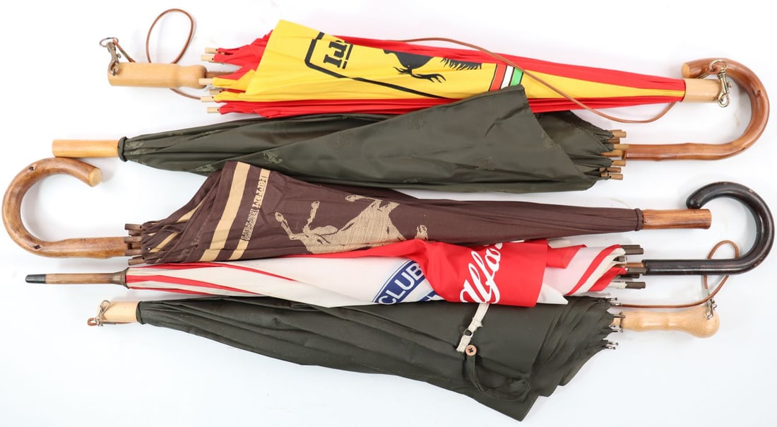 Ferrari 5 umbrellas from the 70s-90s: All with wooden handle