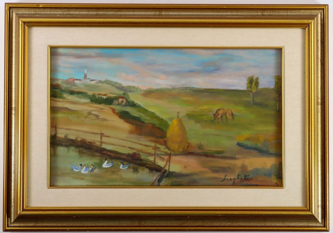 Ferrari Painting signed by Scaglietti: 37 x 52 cm with frame