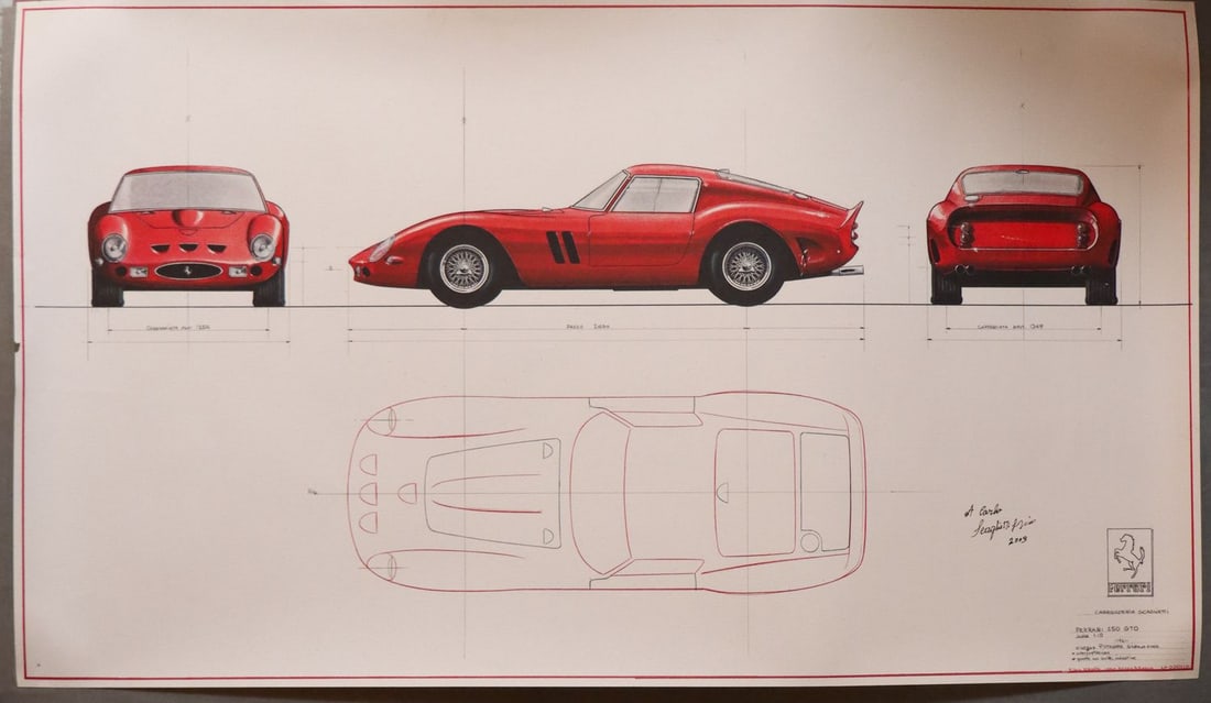 Ferrari Construction Drawing Typ 250 GTO signed by Sergio S (1 of 1)