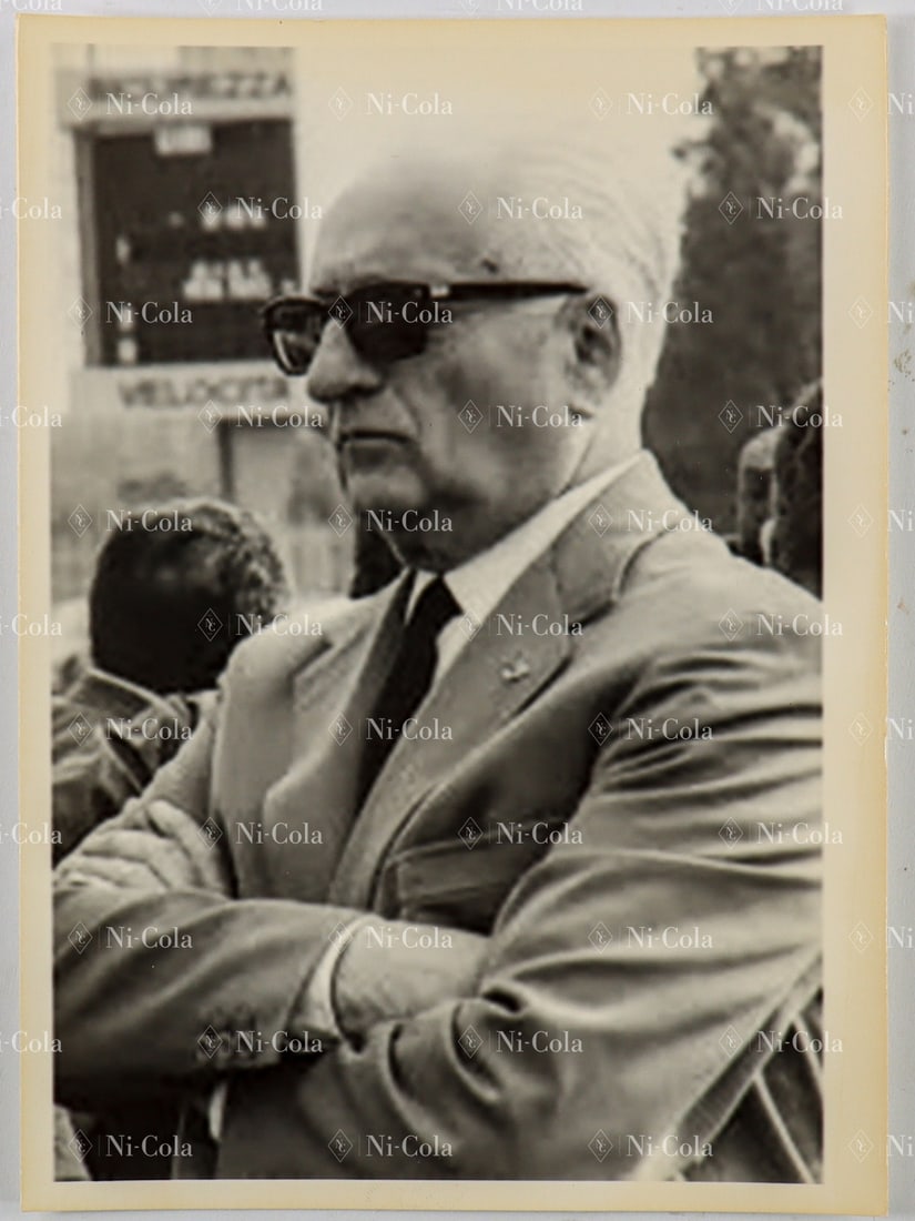 Ferrari Original B/W Press Photo of Enzo Ferrari at the Gra (1 of 2)