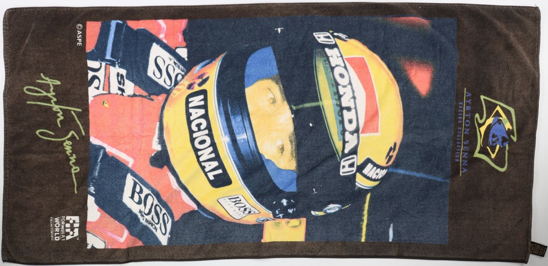 Formel 1 Bath Towel Ayrton Senna: Limited edition, manufacturer: Karsten, 145 x 70 cm