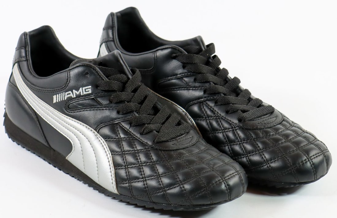 Mercedes-Benz AMG Puma Sprint Pigskin: Black / Silver, Size 8