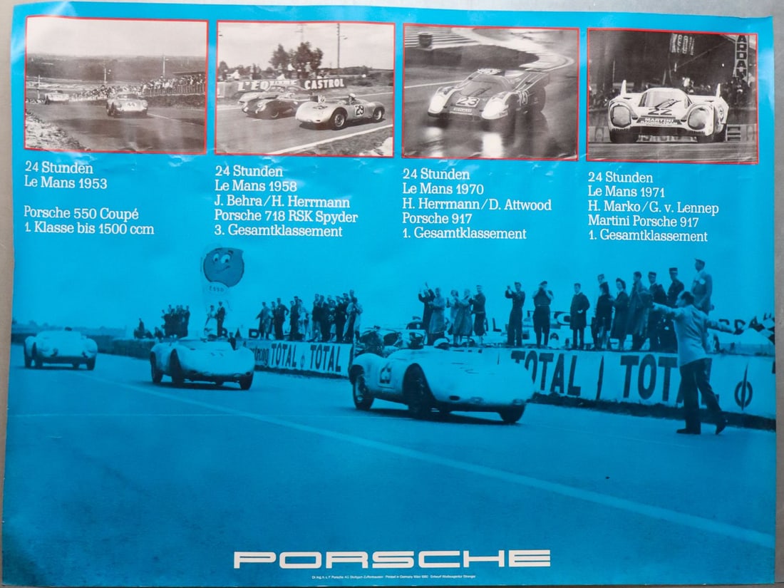 Porsche Poster '24 Stunden Le Mans 1953 / 1958 / 1970 / 197 (1 of 1)