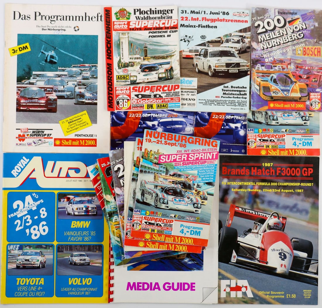 Rennprogramm 18-piece: E.g. 200 Meilen Nürnberg 1986, 1988, 1989, Nürburgring 1986, Mainz-Finthen 1986 etc.