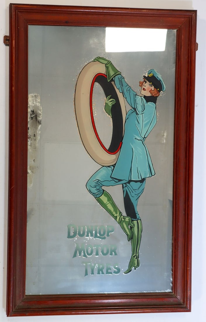 Automobilia Advertising Mirror 'Dunlop Motor Tyres' ca. 192 (1 of 2)