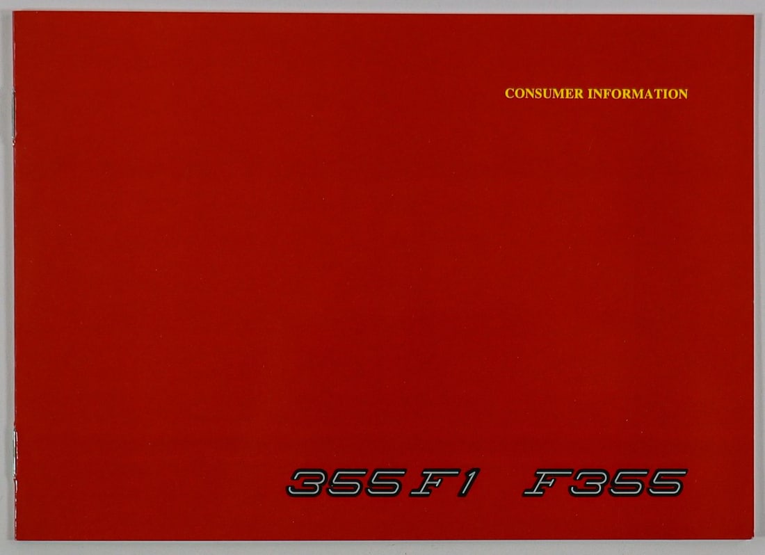 Ferrari Brochure Consumer Information Type 355F1: Cataloge No 1356/98 - Codice No. 95990371, English