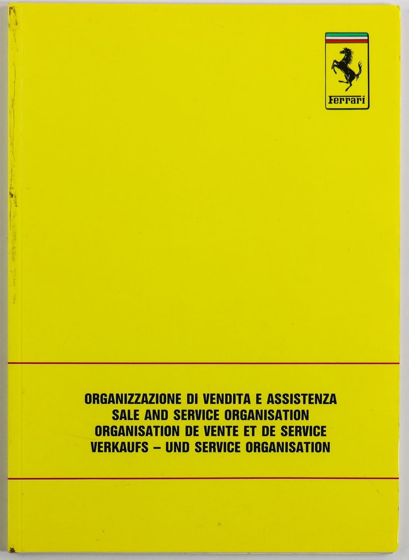 Ferrari Brochure Sales and Service Organization: Cat. n. 510/88, 4 languages