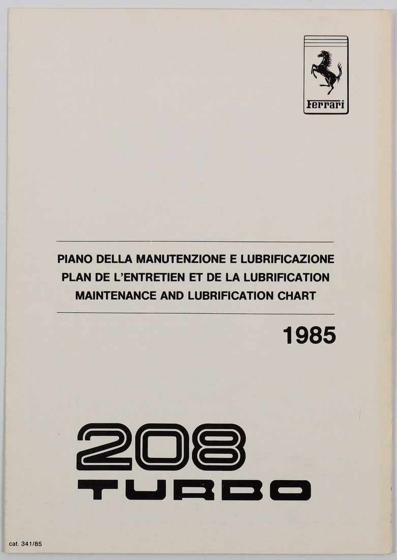 Ferrari Folded Brochure Type 208 Turbo from 1985 (1 of 1)