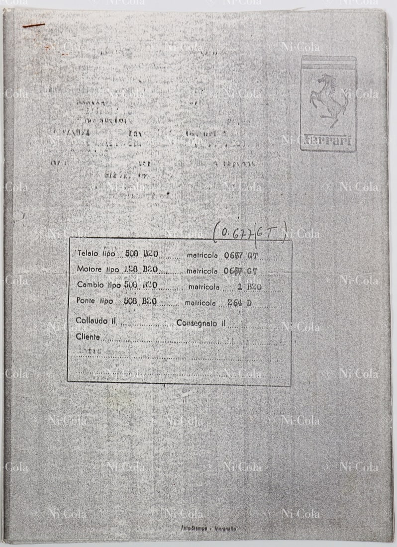 Ferrari Assembly Sheet Chassis Ferrari 250 GT LWB Berlinett (1 of 4)