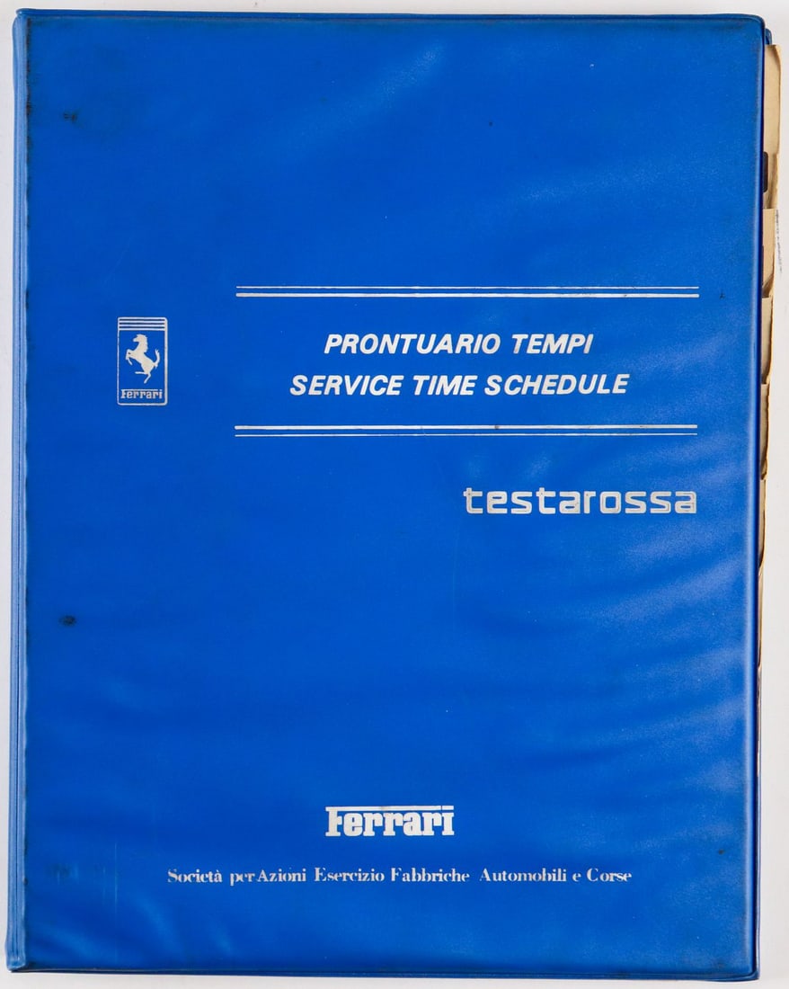 Ferrari Binder working hours Testarossa from 1985: Print no. CAT. 351/85, Italian / English