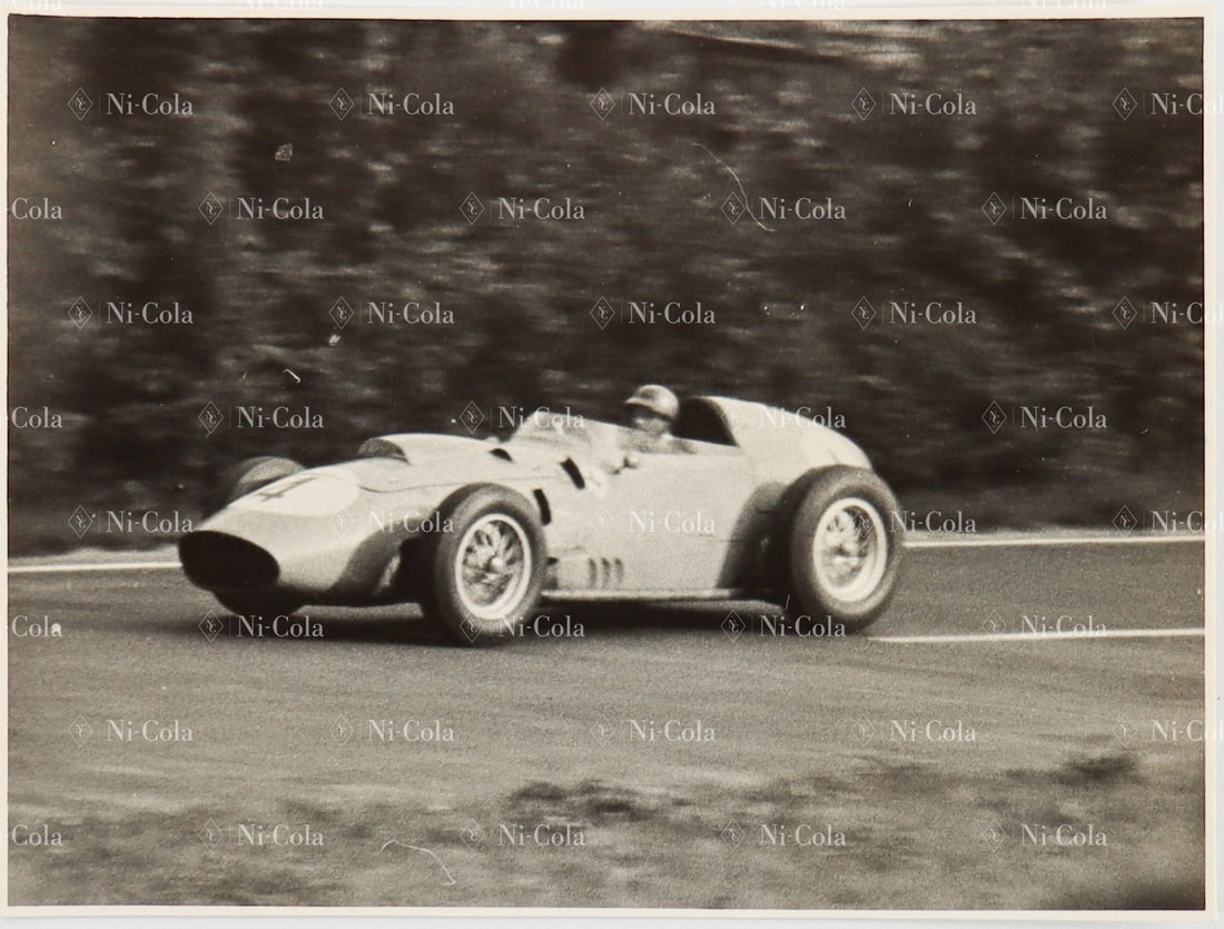 Ferrari Original B/W Photo Grand Prix of Germany 1954: Winner Tony Brooks in the Ferrari 246, 8.5 x 11.5 cm