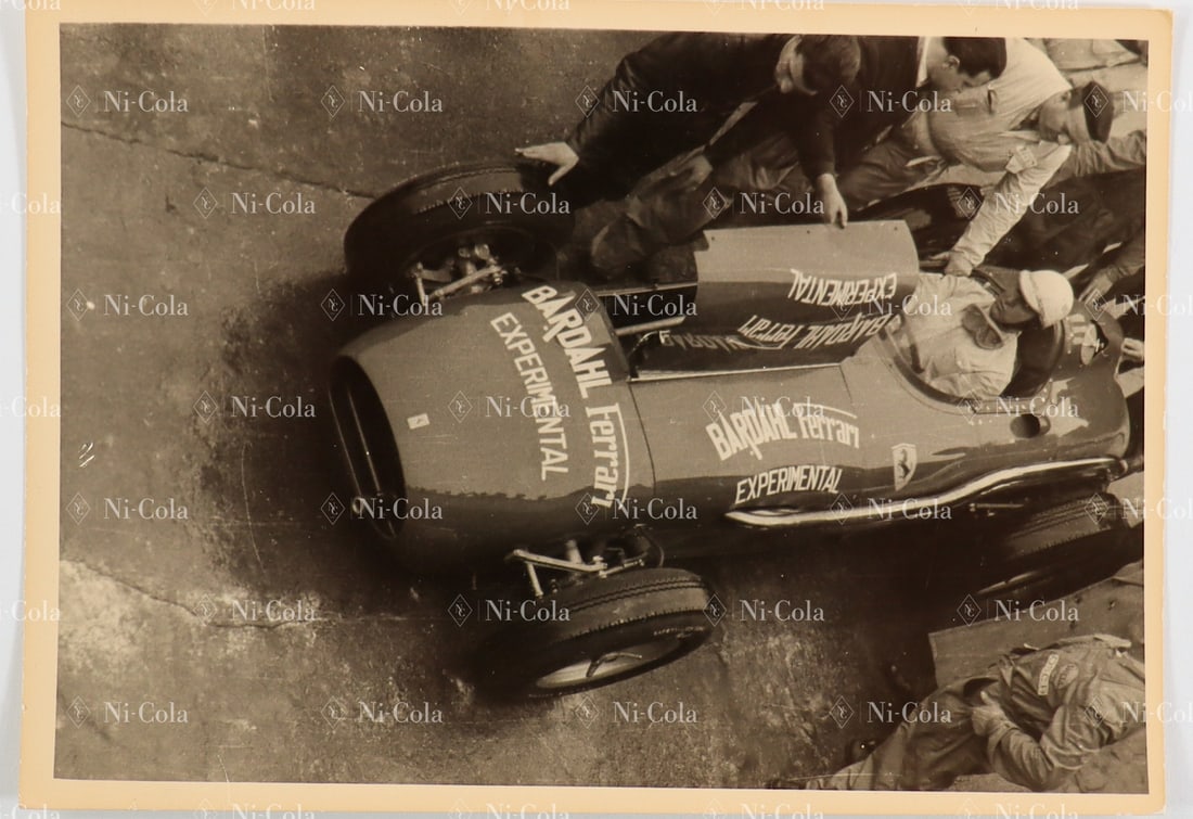 Ferrari Original B/W Press Photo Bardhal Ferrari Monza 1956 (1 of 2)