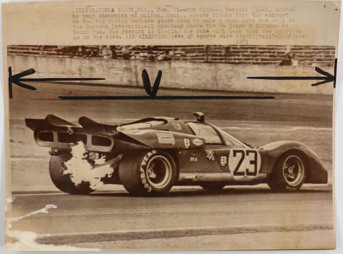 Ferrari Original B/W Press Photo Typ 512 S Daytona Beach 19 (1 of 2)