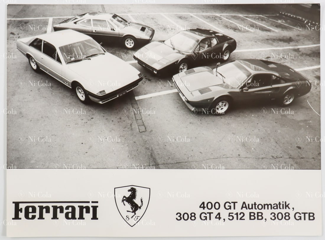 Ferrari Original B/W Factory Press Photo Ferrari Model Rang (1 of 2)