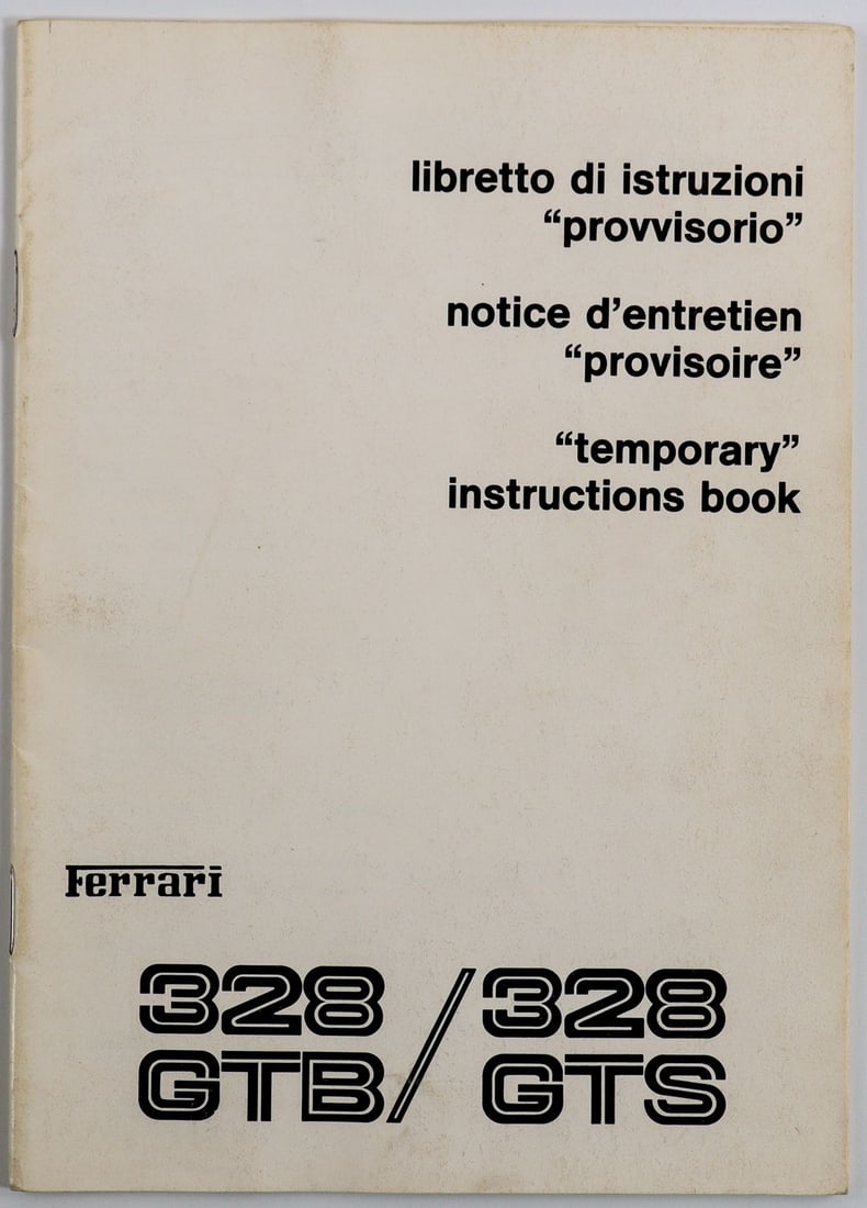 Ferrari Preliminary Manual Type 328 GTB / 328 GTS: 3-language edition