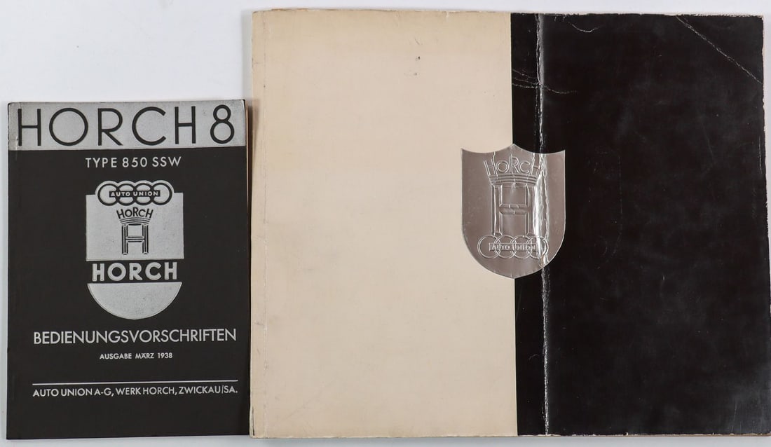 Horch Owner's Manual and Brochure Type 850 SSW 5 Litre from: From 1937 and 1938, German, the brochure has a missing section on one page