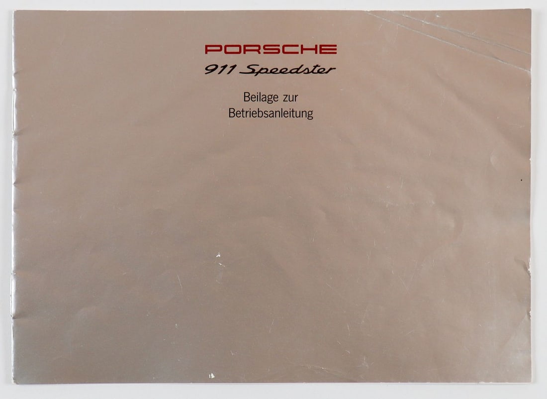 Porsche Supplement to the Owner's Manual for Type 964 Speed (1 of 1)