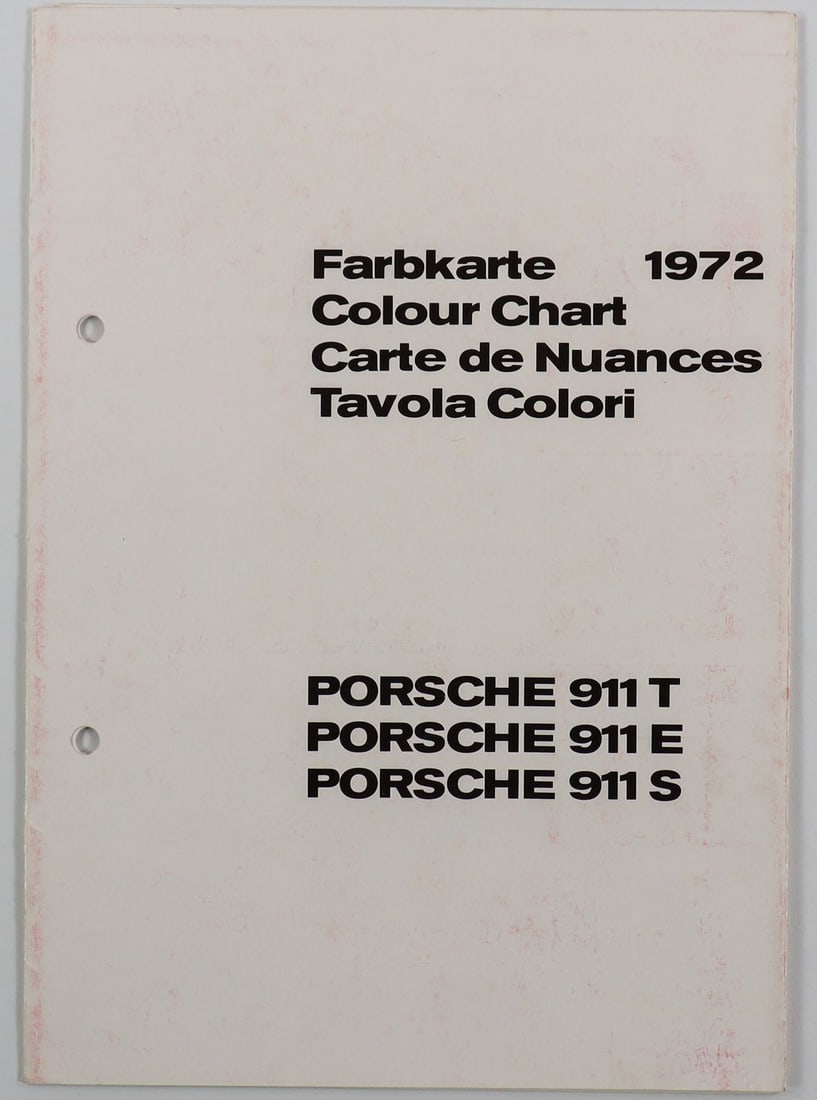 Porsche Color chart for 911 T / E / S from 1972 (1 of 3)