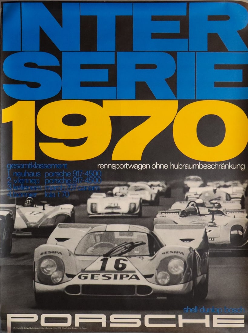 Porsche Poster 'Interserie 1970': Design Strenger, 101 x 76 cm