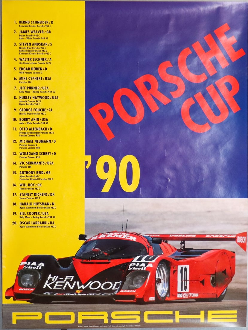 Porsche Poster Porsche Cup 1990: 101 x 76 cm