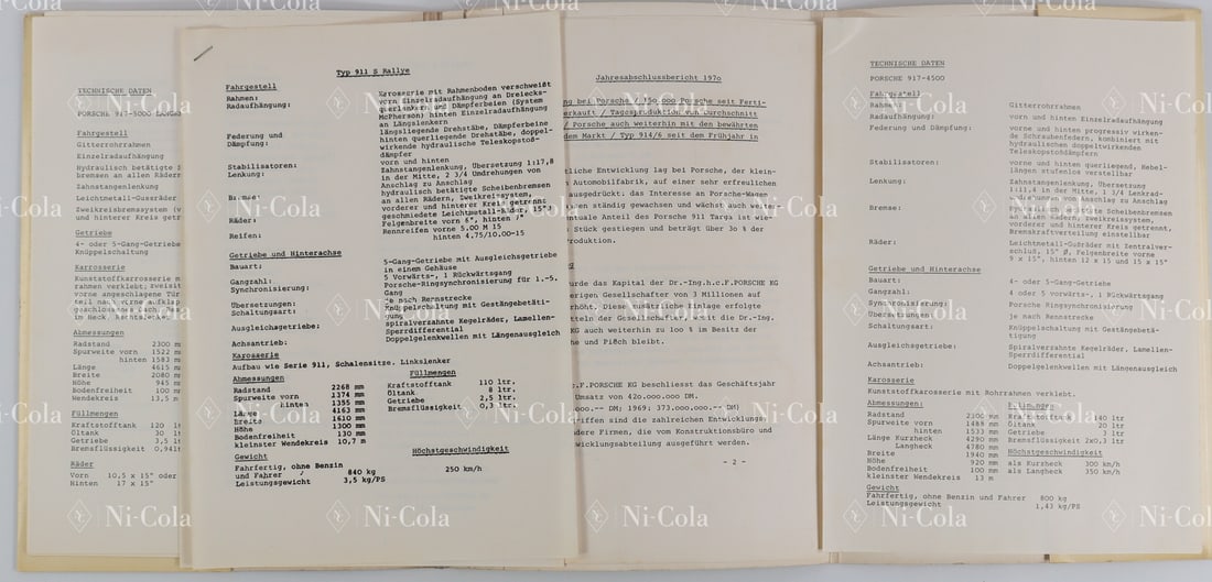 Porsche Press kit with technical data on racing cars 908 / (1 of 2)
