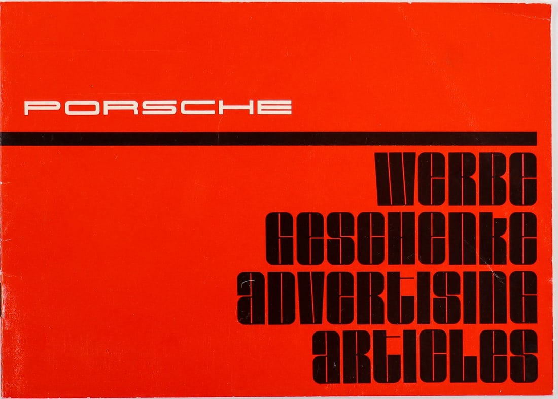 Porsche Promotional Gifts Brochure from November 1971: Print no. W 297 5M X/71, 28 pages, German / English, very rare