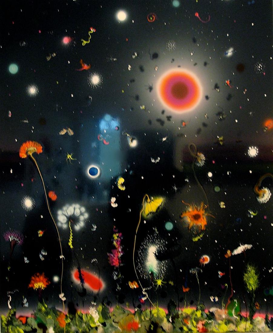 Thierry Feuz,"Summernight", 2008,Lacquer, glitter and: Thierry Feuz,"Summernight", 2008,Lacquer, glitter and acrylic on canvas,43 1/2 x 35 1/2 inches