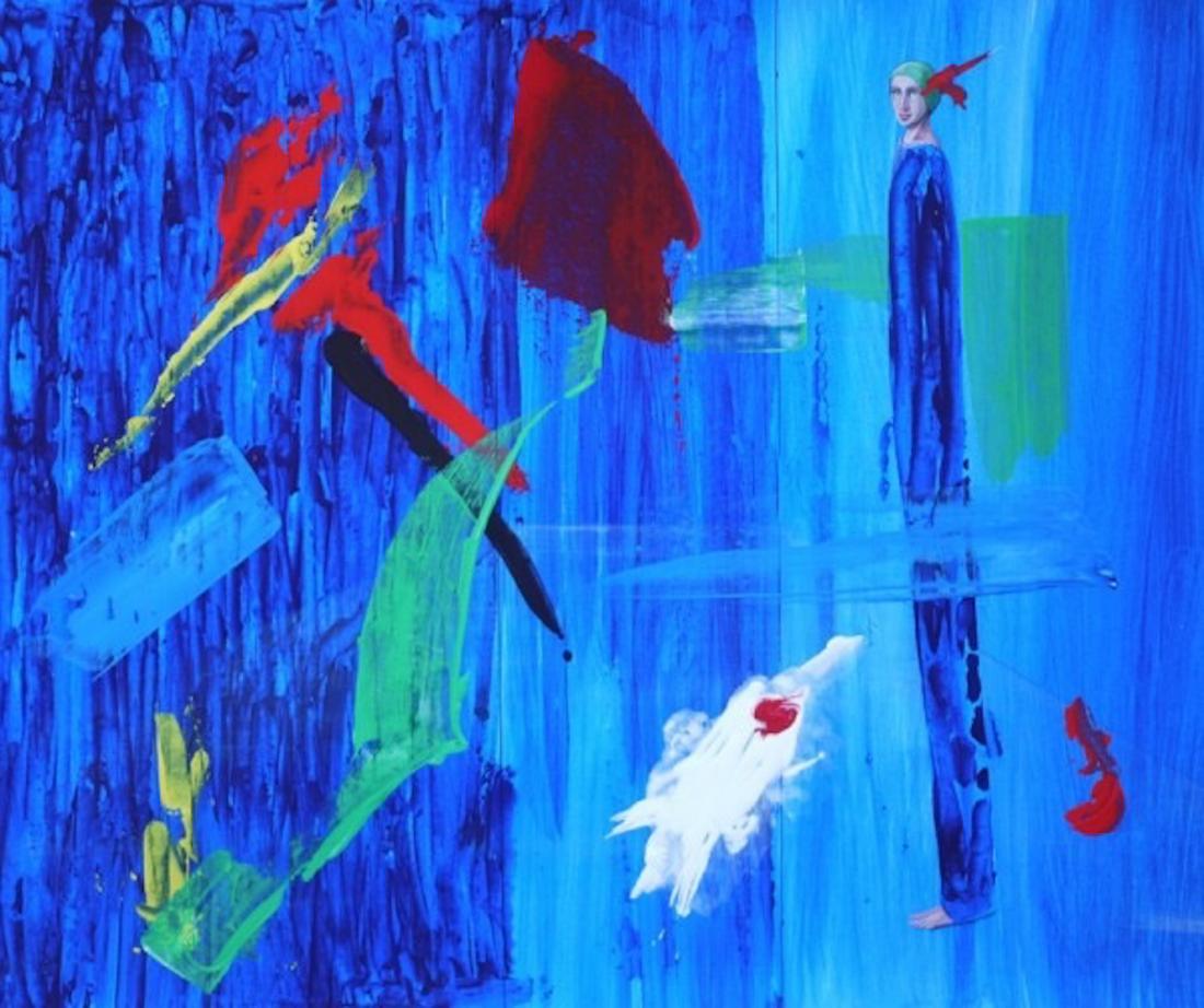 Oriano Galloni,"BLU 81", 2013,Acrylic on paper,: Oriano Galloni,"BLU 81", 2013,Signed on back Oriano Galloni 2013,Acrylic on paper,14 x 17 inches