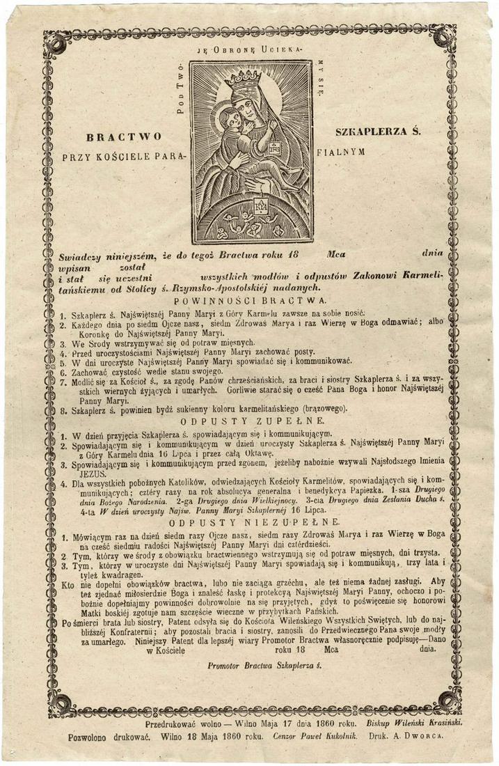 Szkaplierza 1860 Lithuania Poland Polish Wilno (1 of 1)