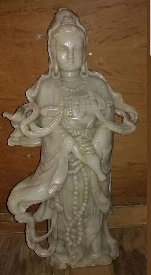Chinese Guangyin Kwan Yn Soapstone Statue early 20th c (1 of 11)