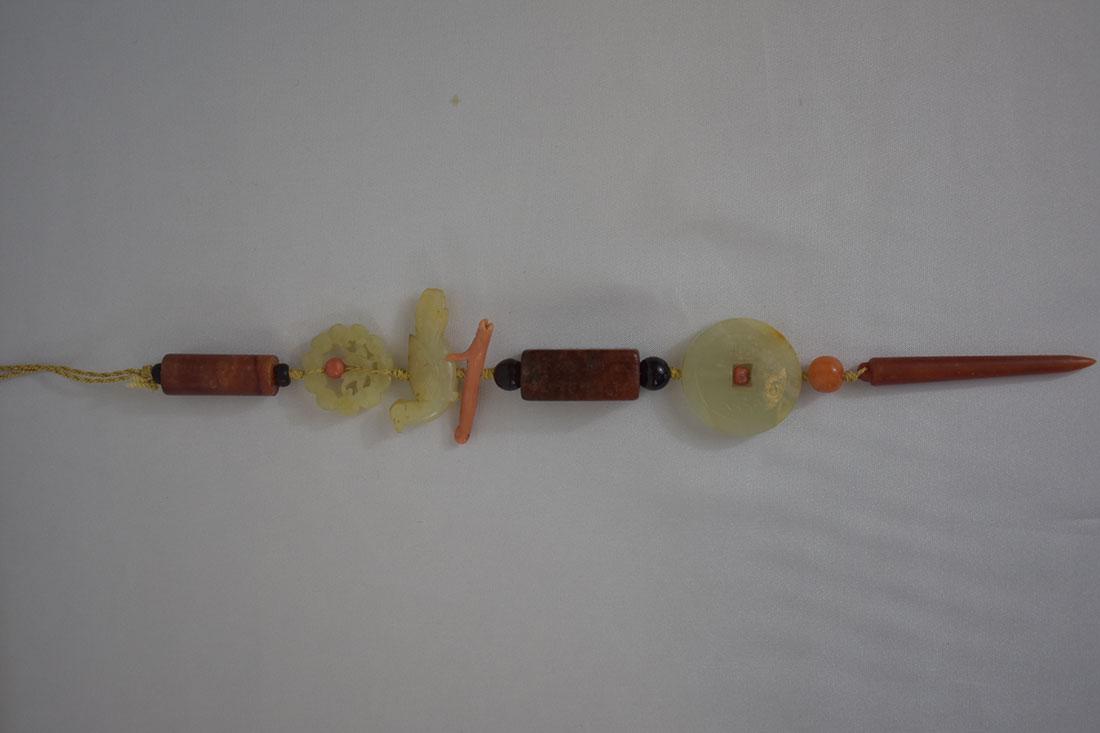Antique Chinese Jade Coral Carnelian shoushan W/ Mark: Antique Chinese Jade Coral Carnelian shoushan W/ Mark Measures 10"