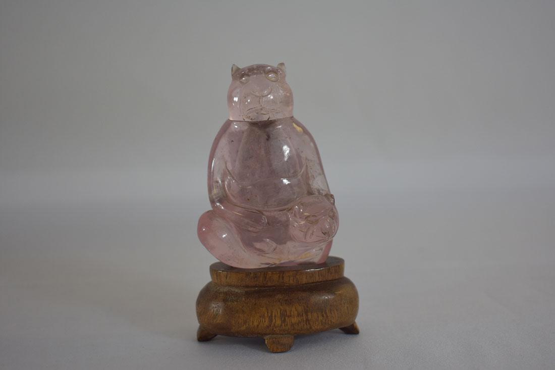 Vintage Chinese Rose Quartz Snuff Bottle (1 of 6)