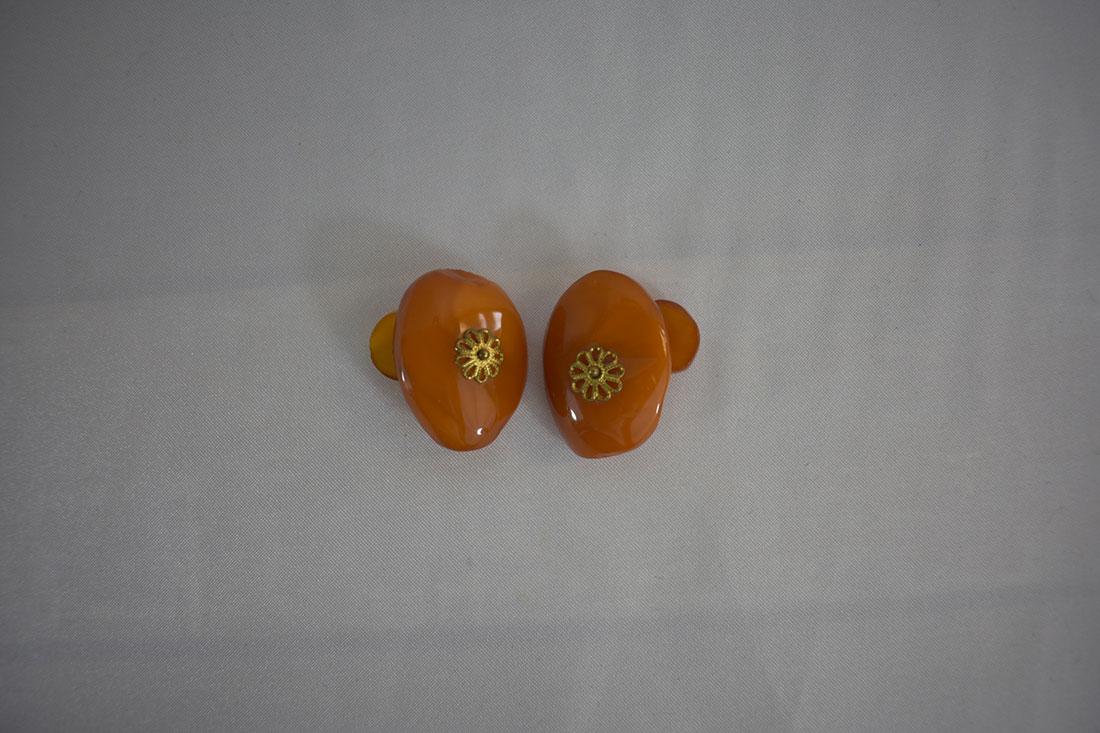 Vintage Pair Butterscotch Amber Cufflinks 1G (1 of 6)
