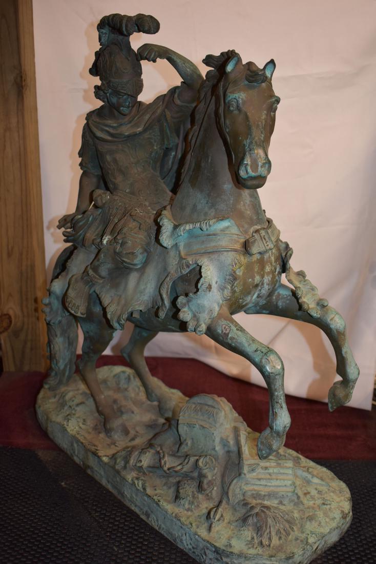 Antique Bronze Roman Warrior on Horse Sculpture 19C Sep 23, 2018
