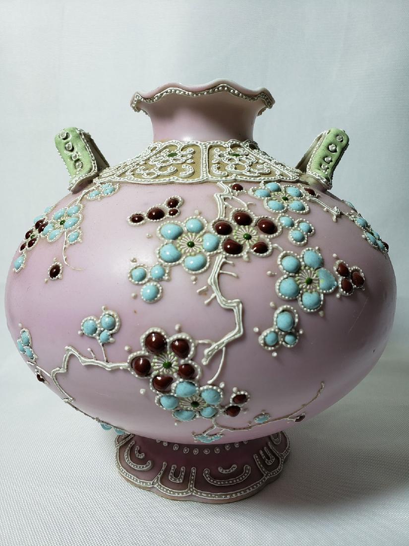 Antique Coralene ?Nippon Vase Finely Painted: Nippon Vase Finely Painted Measures 7 1/2" x 8"