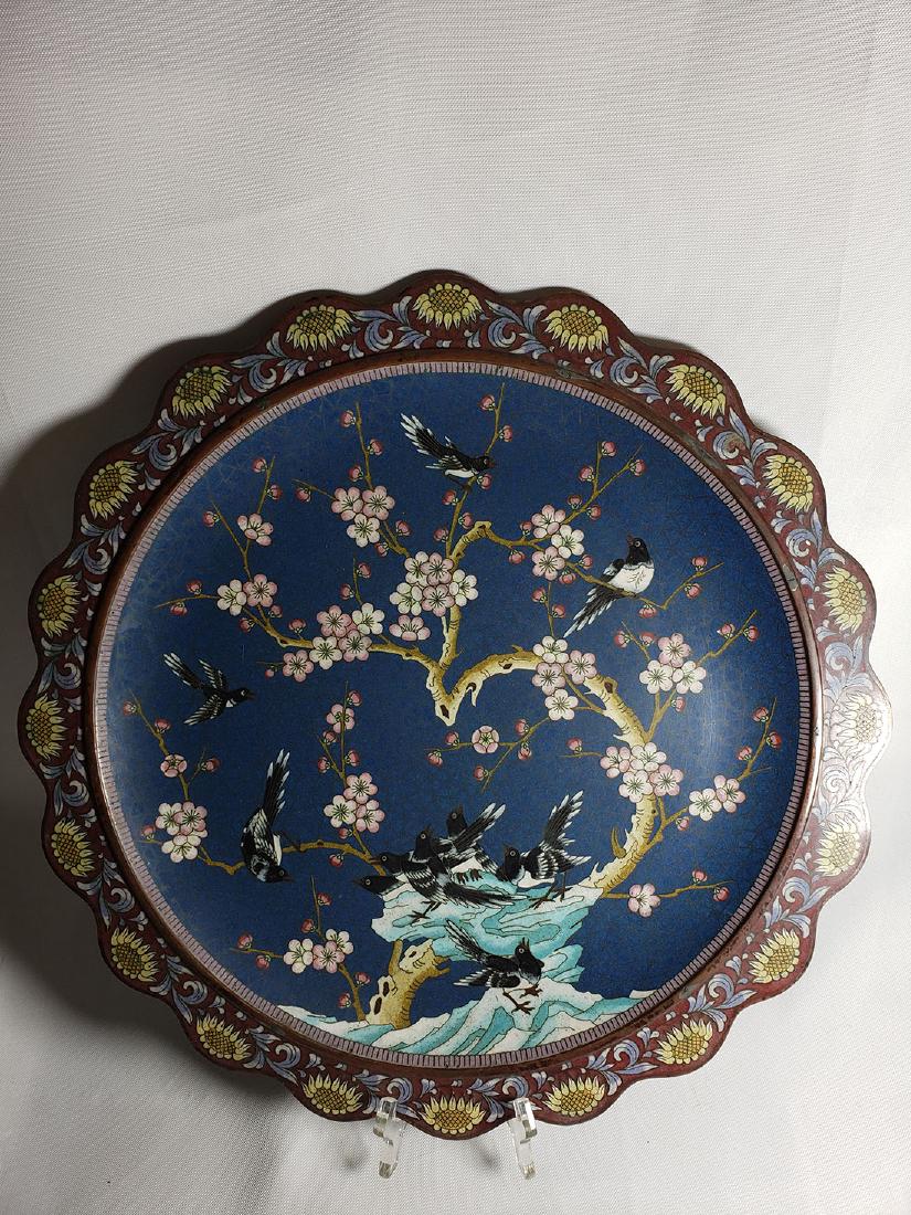 A Very Fine Oriental Cloisonne Charger On Bronze 19 c (1 of 15)