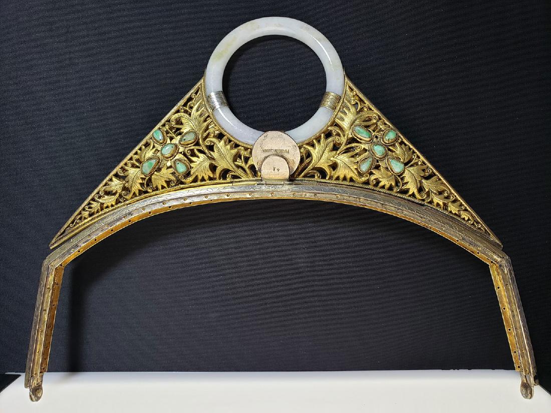 Chinese Jade with silver purse handle Ca 1900 (1 of 16)