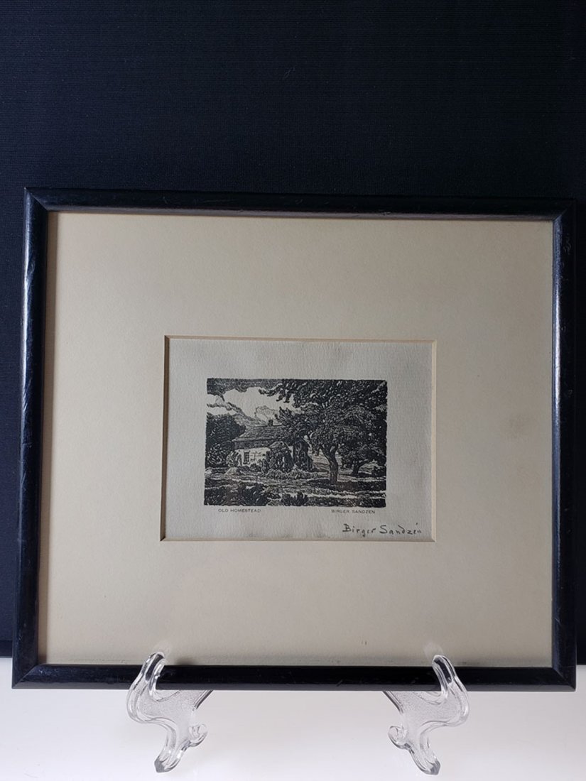 Signed Birger Sandzen engraving "Old Homestead" (1 of 11)