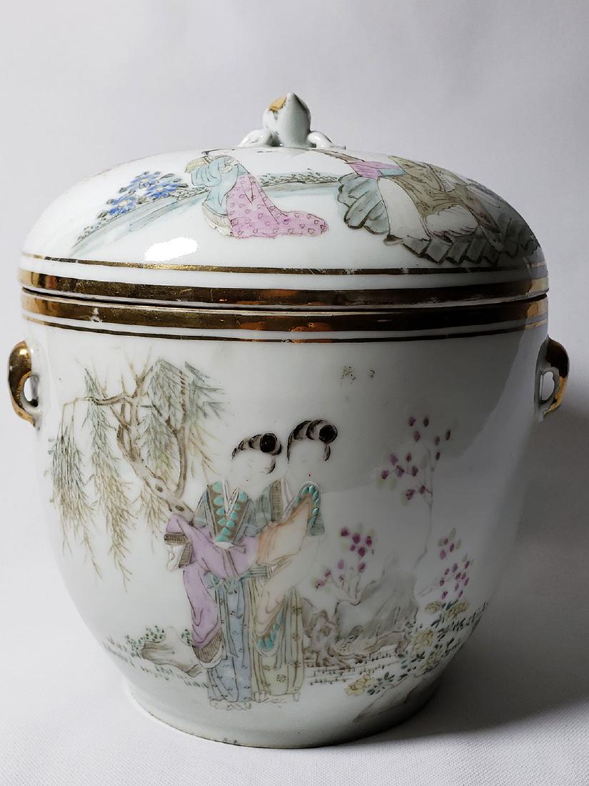 Antique Chinese Famille Rose Enamel Lidded Pot W/ Marks (1 of 20)