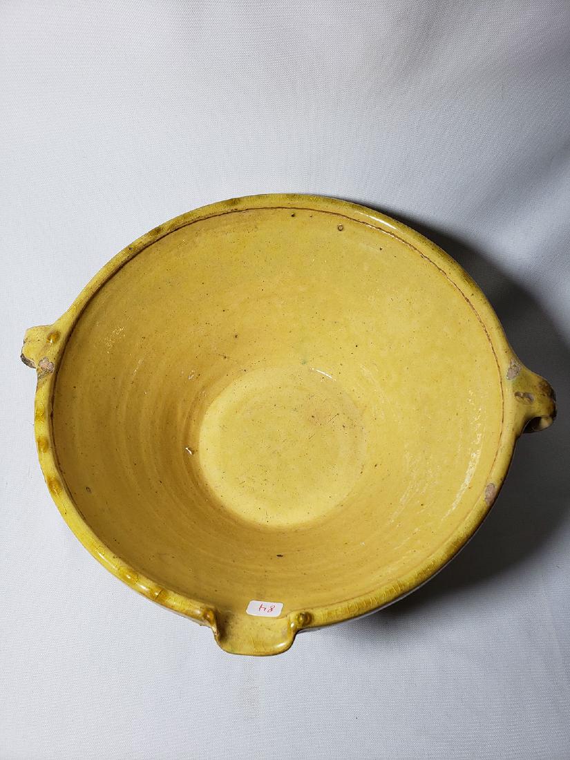 Antique yellow glazed stoneware  bowl w/ spout (1 of 14)