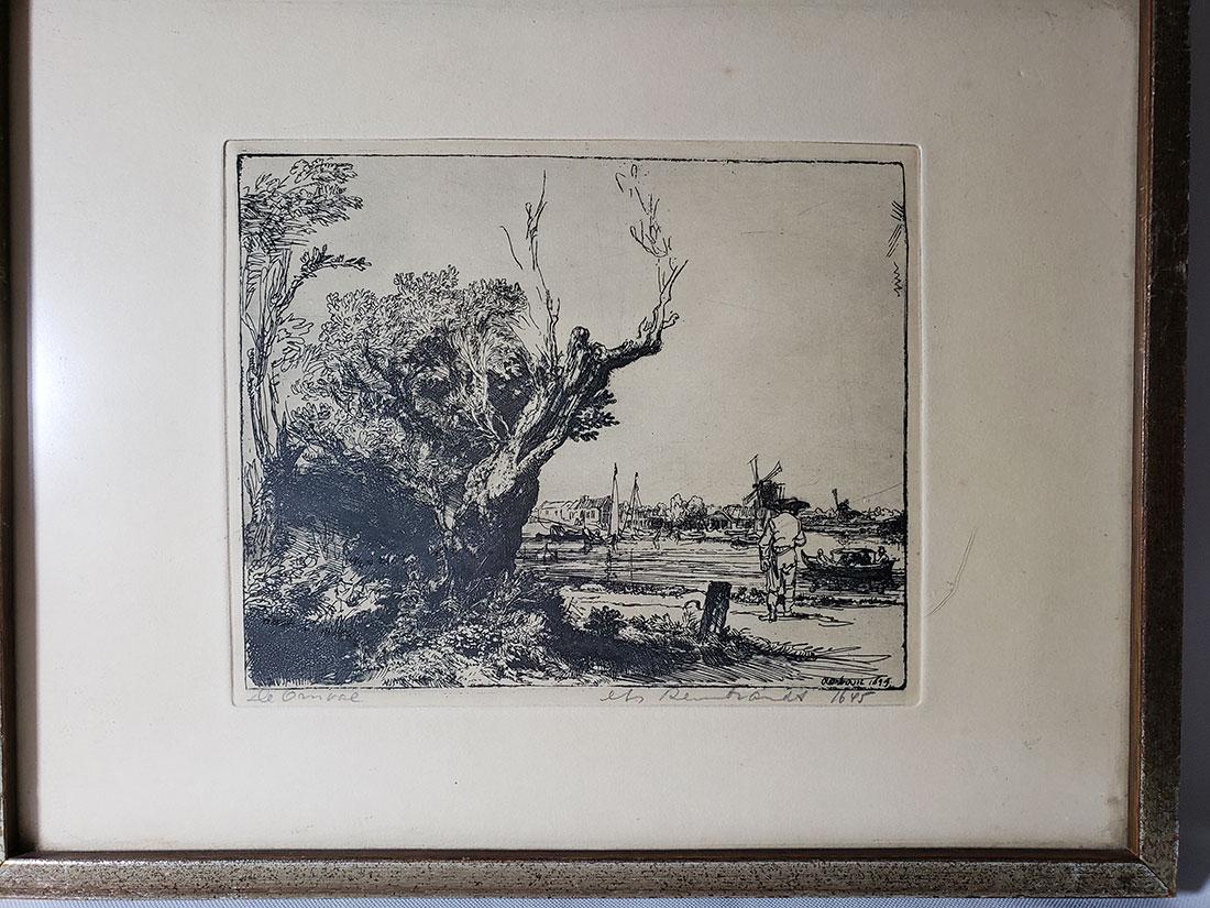 Antique Rembrandt engraving signed (1 of 7)