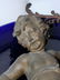 Antique cobalt blue charger w/ mounted spelter cherub - 8