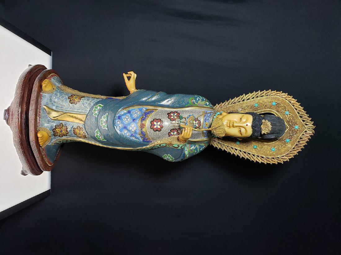 A fine Chinese cloisonne with silver kwan yin figure (1 of 20)