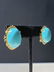 Pr of 14 K gold Persian gem turquoise earrings - 4