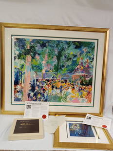 Grouping of Leroy Neiman Serigraph and book Signed: Grouping of Leroy Neiman Serigraph anFrames measure 41.5" x 49" , 22" x 21.5" and 11.5" x 11.5".d book all signed and with COA.